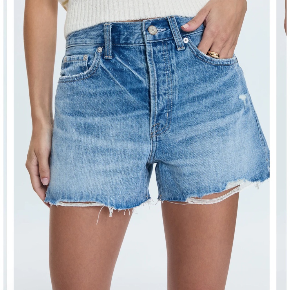 Pistola Blue Jean Shorts High-Waisted Frayed Hem
